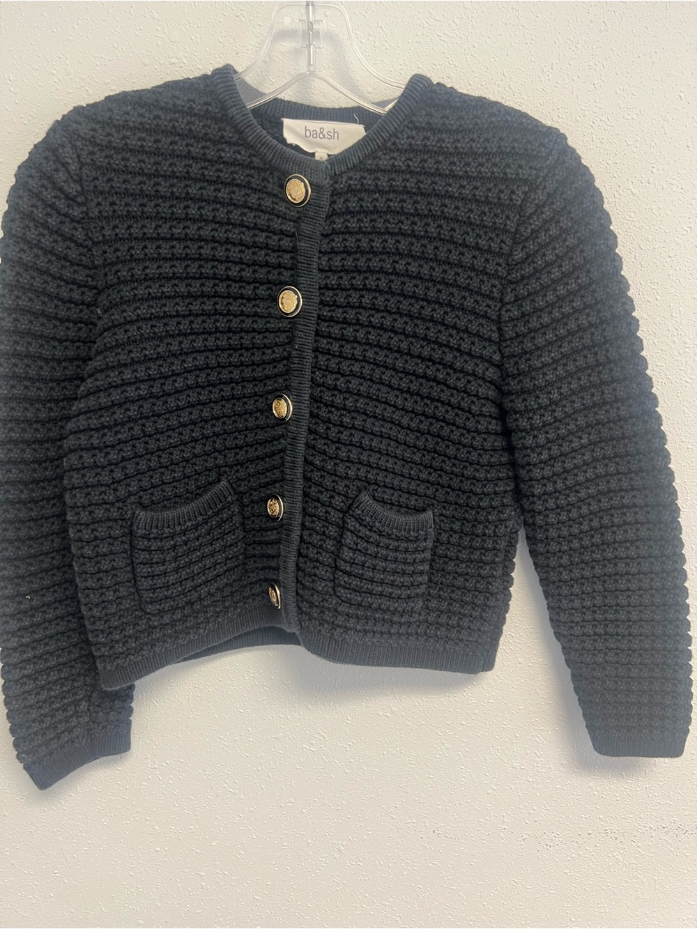 ba&sh Black Textured Gaspard Cotton-Blend Cardigan